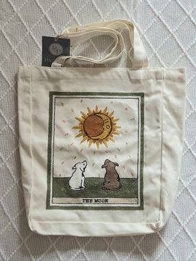 Page And Petal The Moon Dogs Resuable Embroidered Cotton Tote Satchel